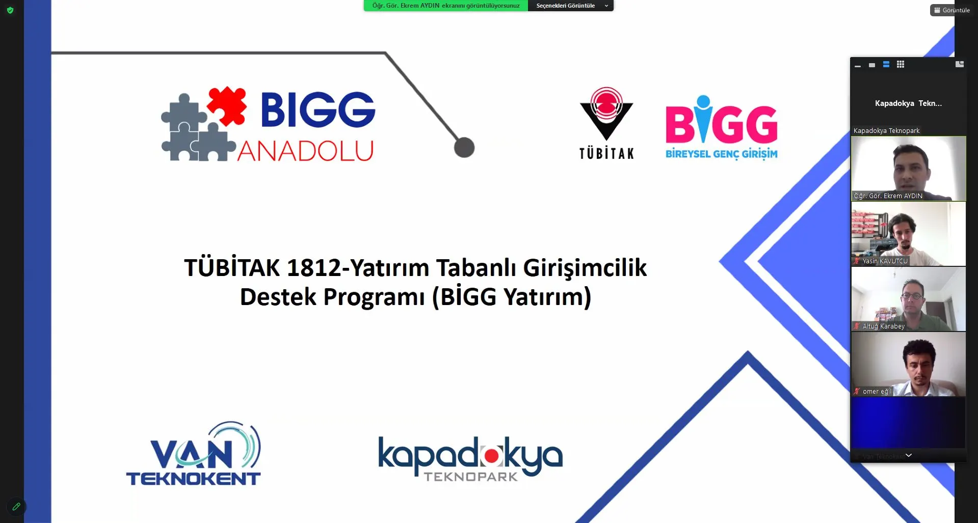 BİGG Anadolu-TÜBİTAK 1812 Yatırım Tabanlı Girişimcilik Destek Programı (BİGG Yatırım) kapsamında Girişim Hızlandırma Eğitimi Düzenlendi.