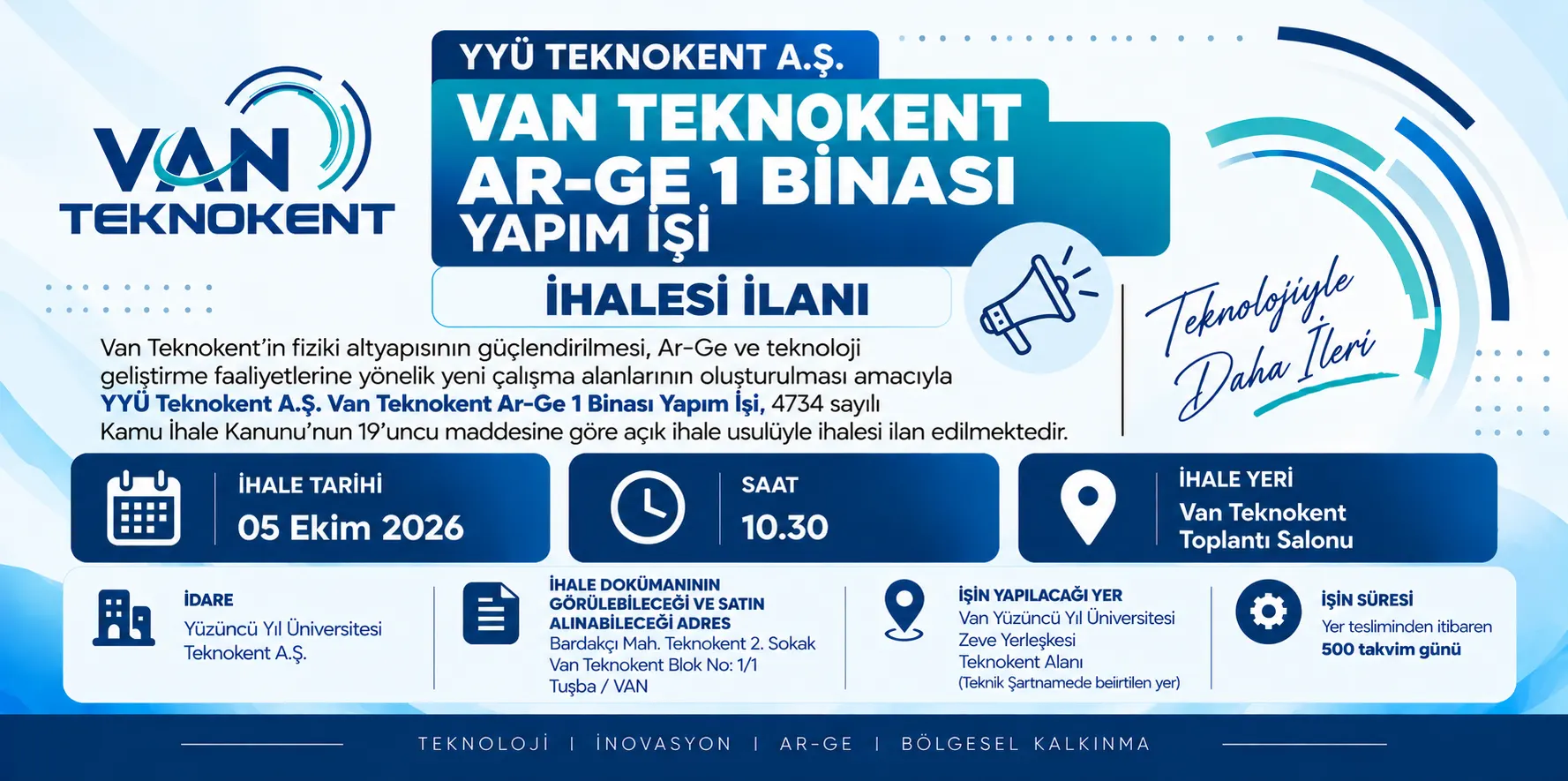 Van Teknokent Ar-Ge 1 Binası Yapım İşi